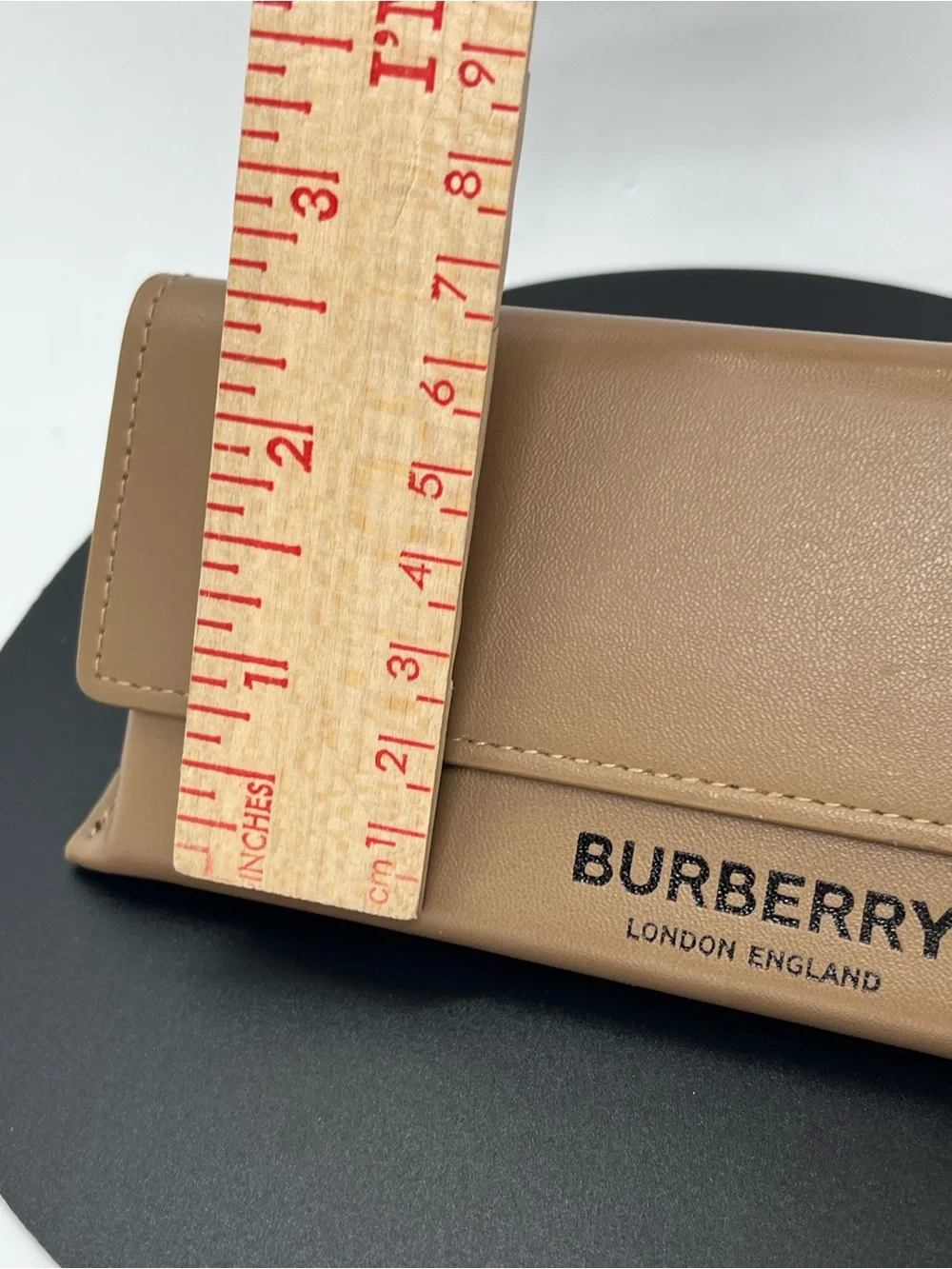 Burberry Tan Leather Eyeglasses Sunglasses Case Beige Logo Pouch